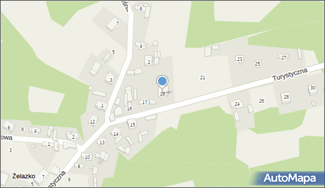 Żelazko, Turystyczna, 18, mapa Żelazko