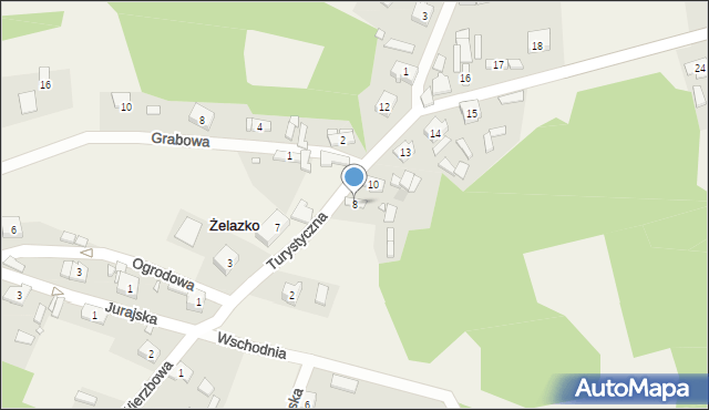 Żelazko, Turystyczna, 8, mapa Żelazko