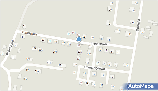 Żory, Turkusowa, 13, mapa Żor