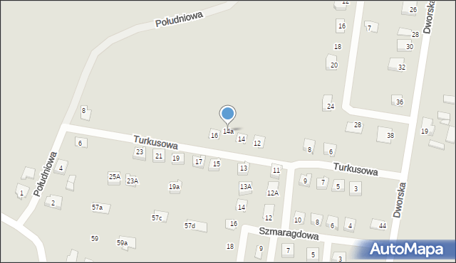 Żory, Turkusowa, 14a, mapa Żor