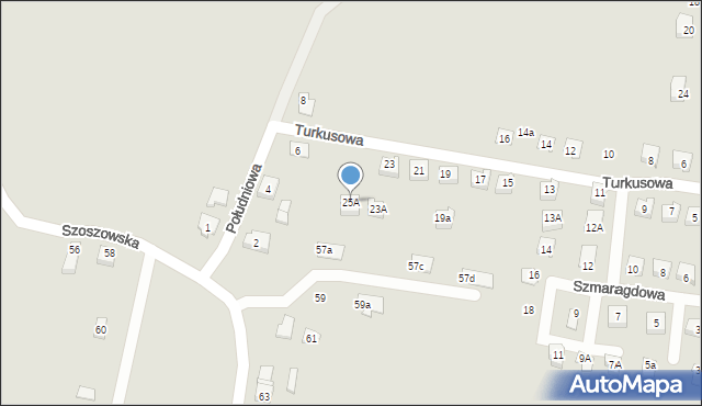 Żory, Turkusowa, 25A, mapa Żor