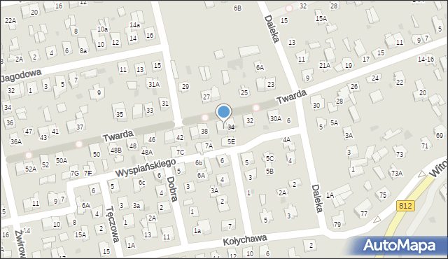 Biała Podlaska, Twarda, 36, mapa Białej Podlaskiej