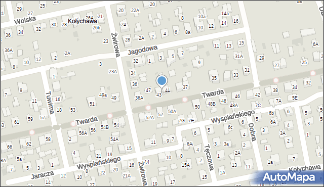 Biała Podlaska, Twarda, 43/45, mapa Białej Podlaskiej