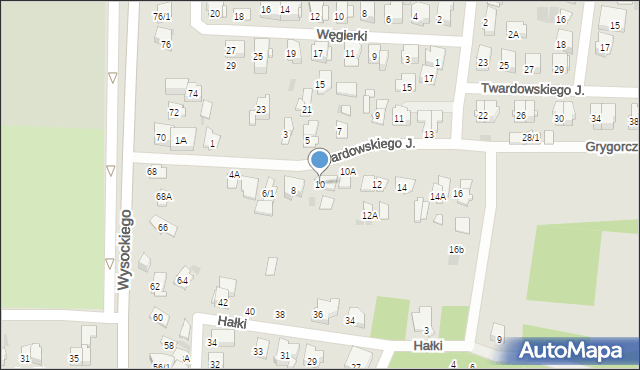 Białystok, Twardowskiego Jana, ks., 10, mapa Białegostoku