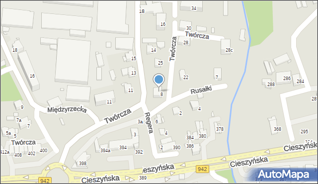 Bielsko-Biała, Twórcza, 19, mapa Bielsko-Białej