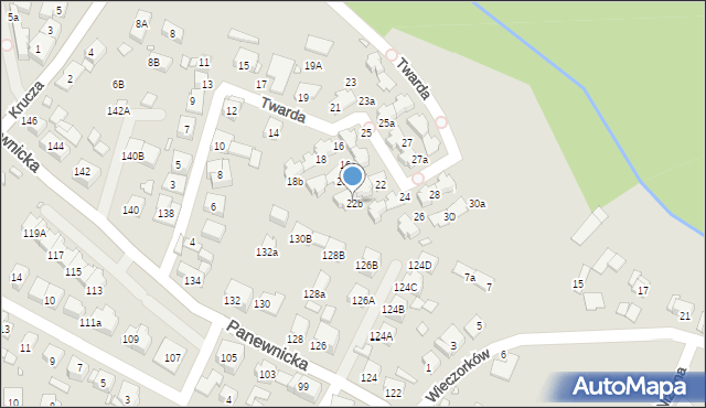 Katowice, Twarda, 22b, mapa Katowic