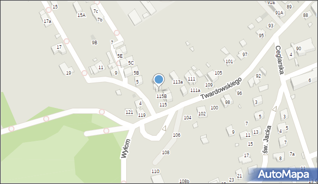 Kraków, Twardowskiego, 115C, mapa Krakowa