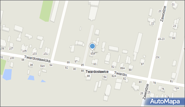 Piotrków Trybunalski, Twardosławicka, 93A, mapa Piotrków Trybunalski