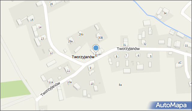 Tworzyjanów, Tworzyjanów, 30, mapa Tworzyjanów