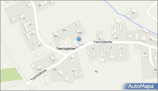 Tworzyjanów, Tworzyjanów, 30a, mapa Tworzyjanów