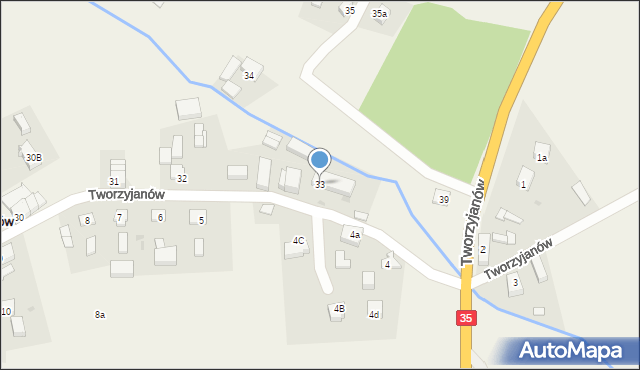 Tworzyjanów, Tworzyjanów, 33, mapa Tworzyjanów