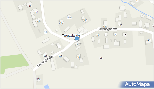 Tworzyjanów, Tworzyjanów, 9, mapa Tworzyjanów