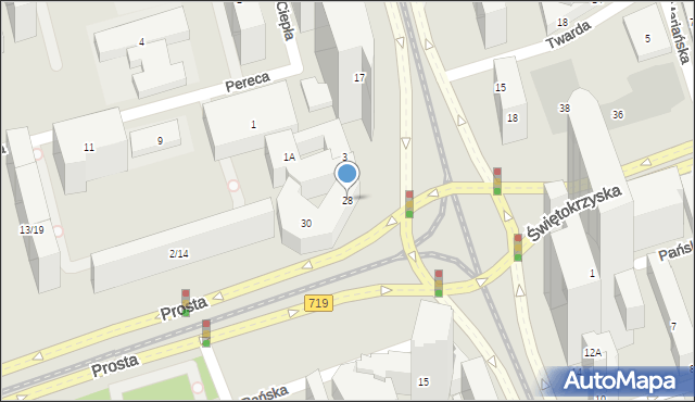 Warszawa, Twarda, 28, mapa Warszawy