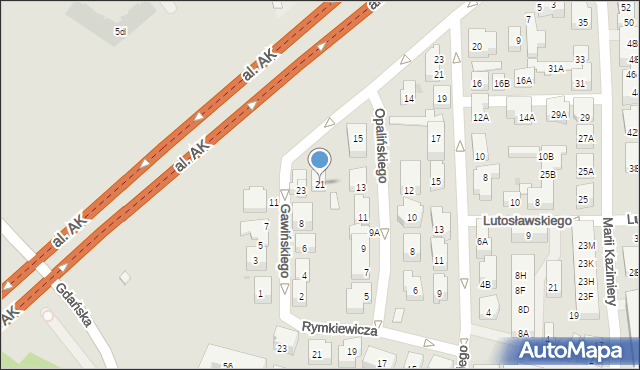 Warszawa, Twardowskiego Samuela, 21, mapa Warszawy