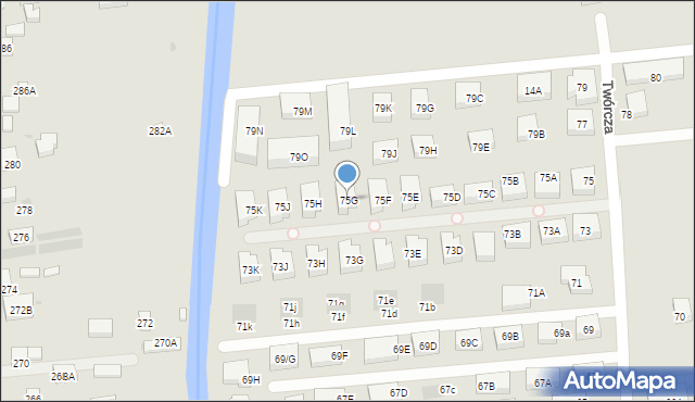 Warszawa, Twórcza, 75G, mapa Warszawy