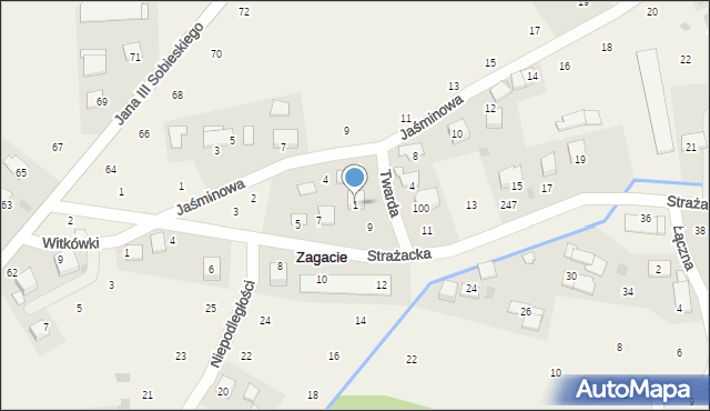 Zagacie, Twarda, 1, mapa Zagacie