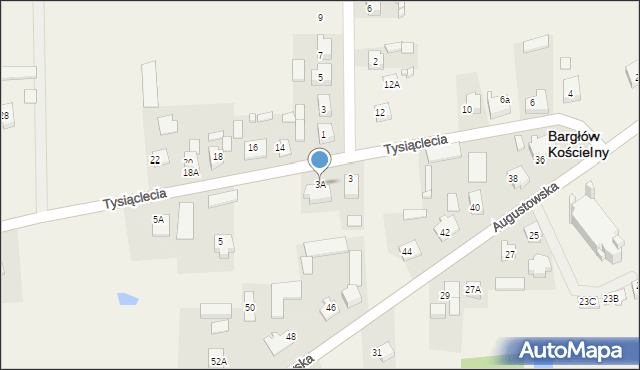 Bargłów Kościelny, Tysiąclecia, 3A, mapa Bargłów Kościelny