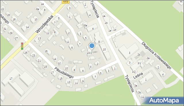 Brzeziny, Tysiąclecia, 10a, mapa Brzeziny