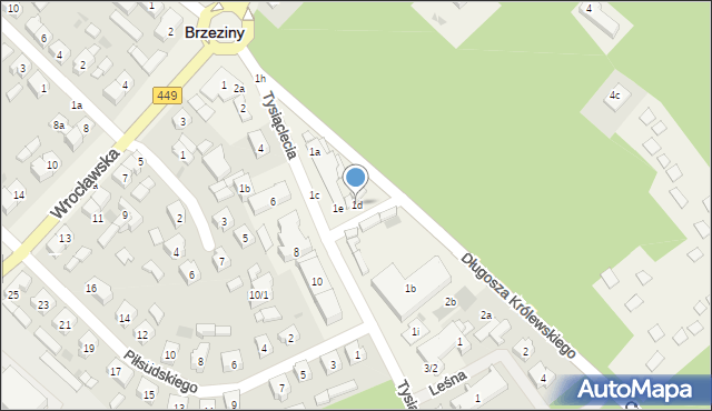 Brzeziny, Tysiąclecia, 1d, mapa Brzeziny