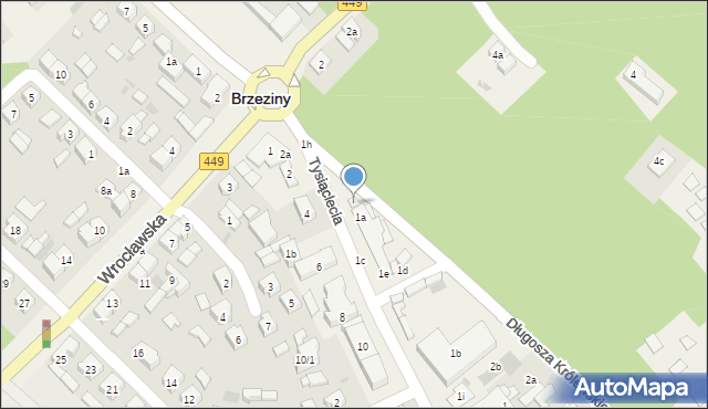 Brzeziny, Tysiąclecia, 1f, mapa Brzeziny