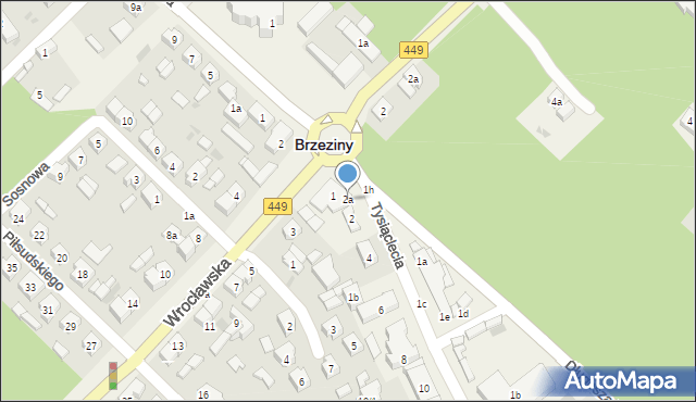 Brzeziny, Tysiąclecia, 2a, mapa Brzeziny