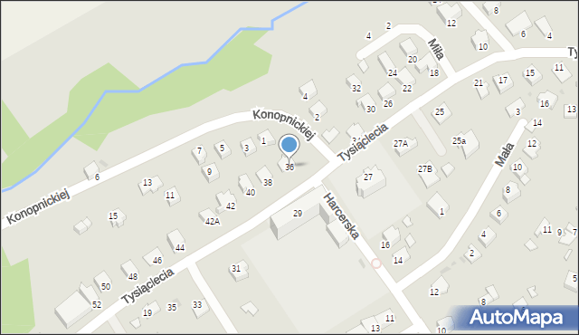 Brzozów, Tysiąclecia, 36, mapa Brzozów