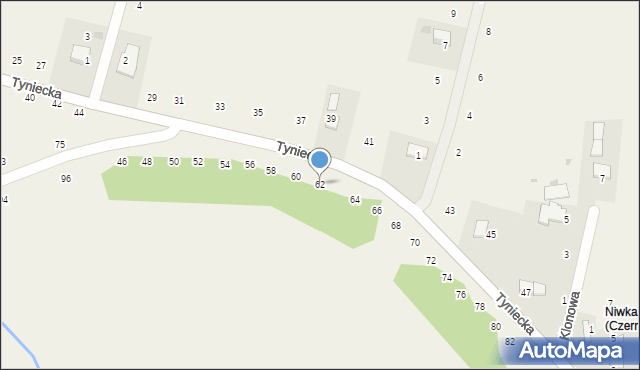 Czernichów, Tyniecka, 62, mapa Czernichów