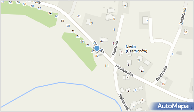 Czernichów, Tyniecka, 82, mapa Czernichów