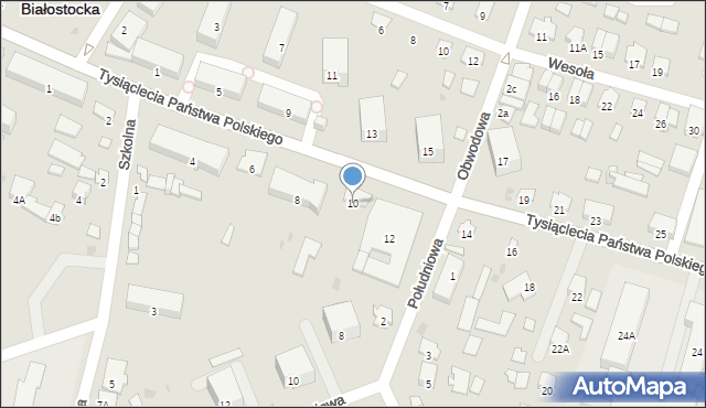 Dąbrowa Białostocka, Tysiąclecia Państwa Polskiego, 10, mapa Dąbrowa Białostocka