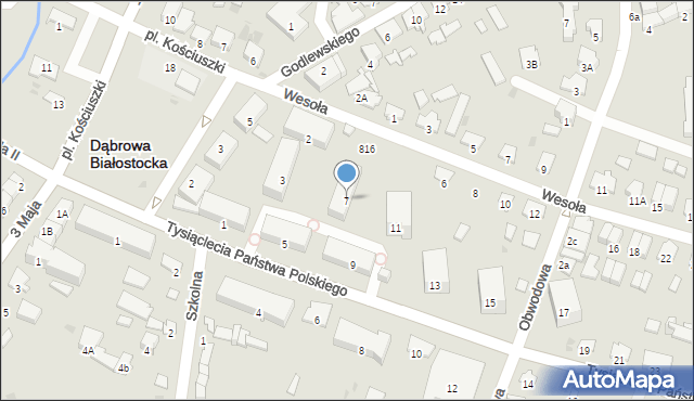 Dąbrowa Białostocka, Tysiąclecia Państwa Polskiego, 7, mapa Dąbrowa Białostocka