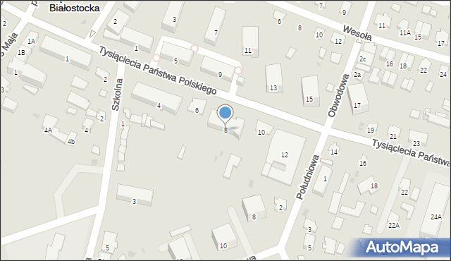 Dąbrowa Białostocka, Tysiąclecia Państwa Polskiego, 8, mapa Dąbrowa Białostocka