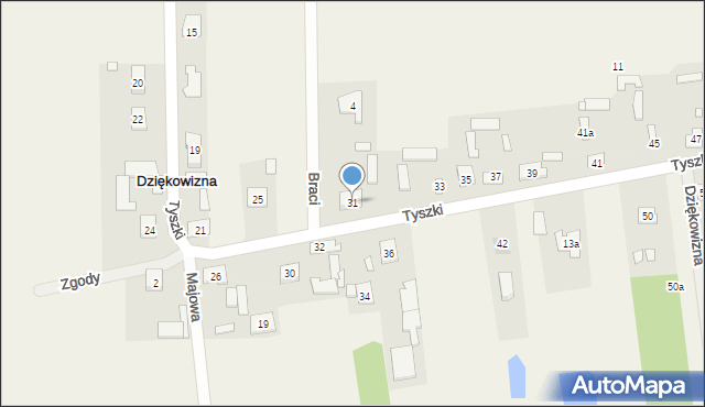 Dziękowizna, Tyszki Antoniego, ks., 31, mapa Dziękowizna