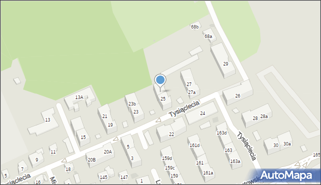 Gdańsk, Tysiąclecia, 25b, mapa Gdańska