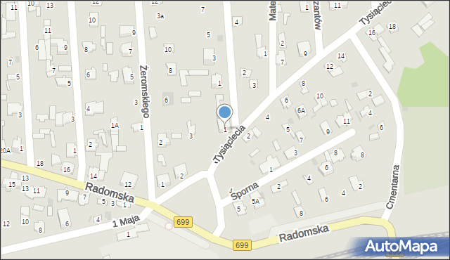 Jedlnia-Letnisko, Tysiąclecia, 1, mapa Jedlnia-Letnisko