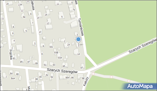 Katowice, Tymiankowa, 1, mapa Katowic