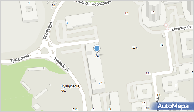 Katowice, Tysiąclecia, 24, mapa Katowic