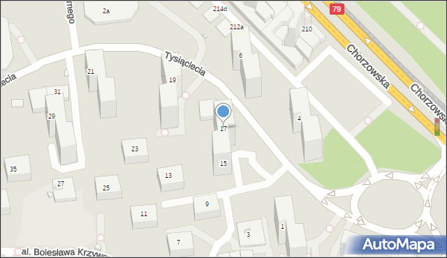 Katowice, Tysiąclecia, 17, mapa Katowic