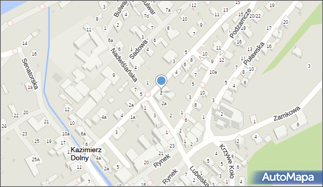Kazimierz Dolny, Tyszkiewicza Tadeusza, dr., 2, mapa Kazimierz Dolny