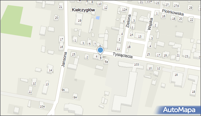 Kiełczygłów, Tysiąclecia, 6, mapa Kiełczygłów