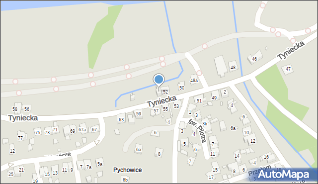 Kraków, Tyniecka, 54, mapa Krakowa