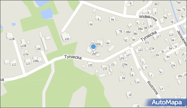 Kraków, Tyniecka, 100, mapa Krakowa