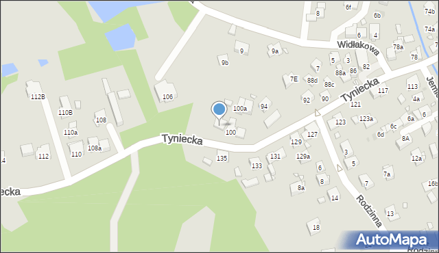 Kraków, Tyniecka, 102, mapa Krakowa