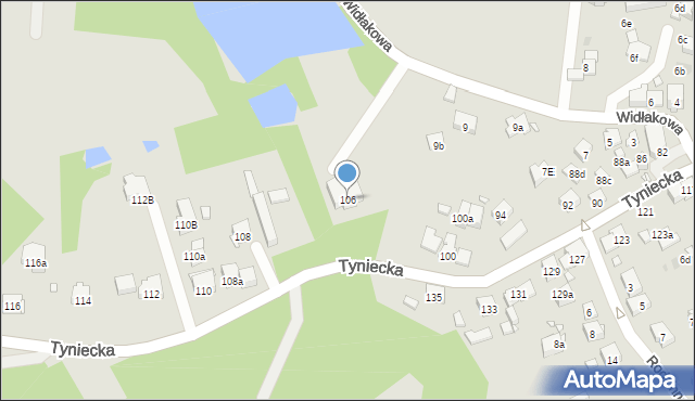 Kraków, Tyniecka, 106, mapa Krakowa