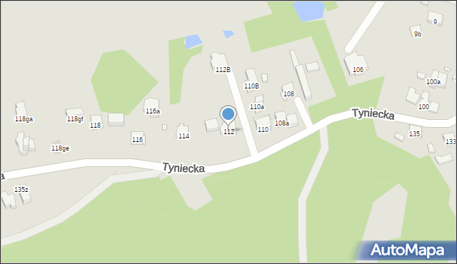 Kraków, Tyniecka, 112, mapa Krakowa