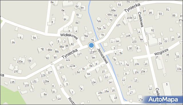 Kraków, Tyniecka, 113, mapa Krakowa