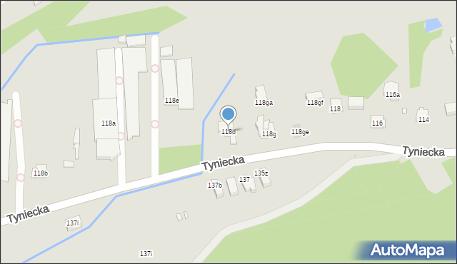 Kraków, Tyniecka, 118d, mapa Krakowa