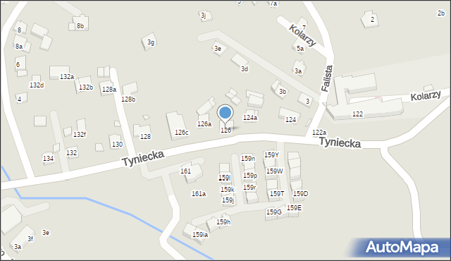 Kraków, Tyniecka, 126, mapa Krakowa