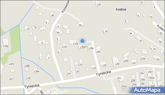 Kraków, Tyniecka, 132b, mapa Krakowa