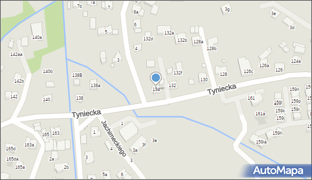 Kraków, Tyniecka, 134, mapa Krakowa