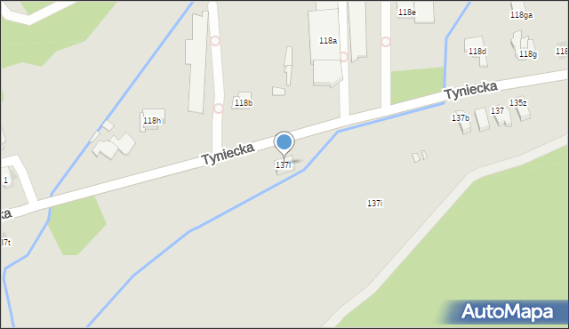 Kraków, Tyniecka, 137l, mapa Krakowa